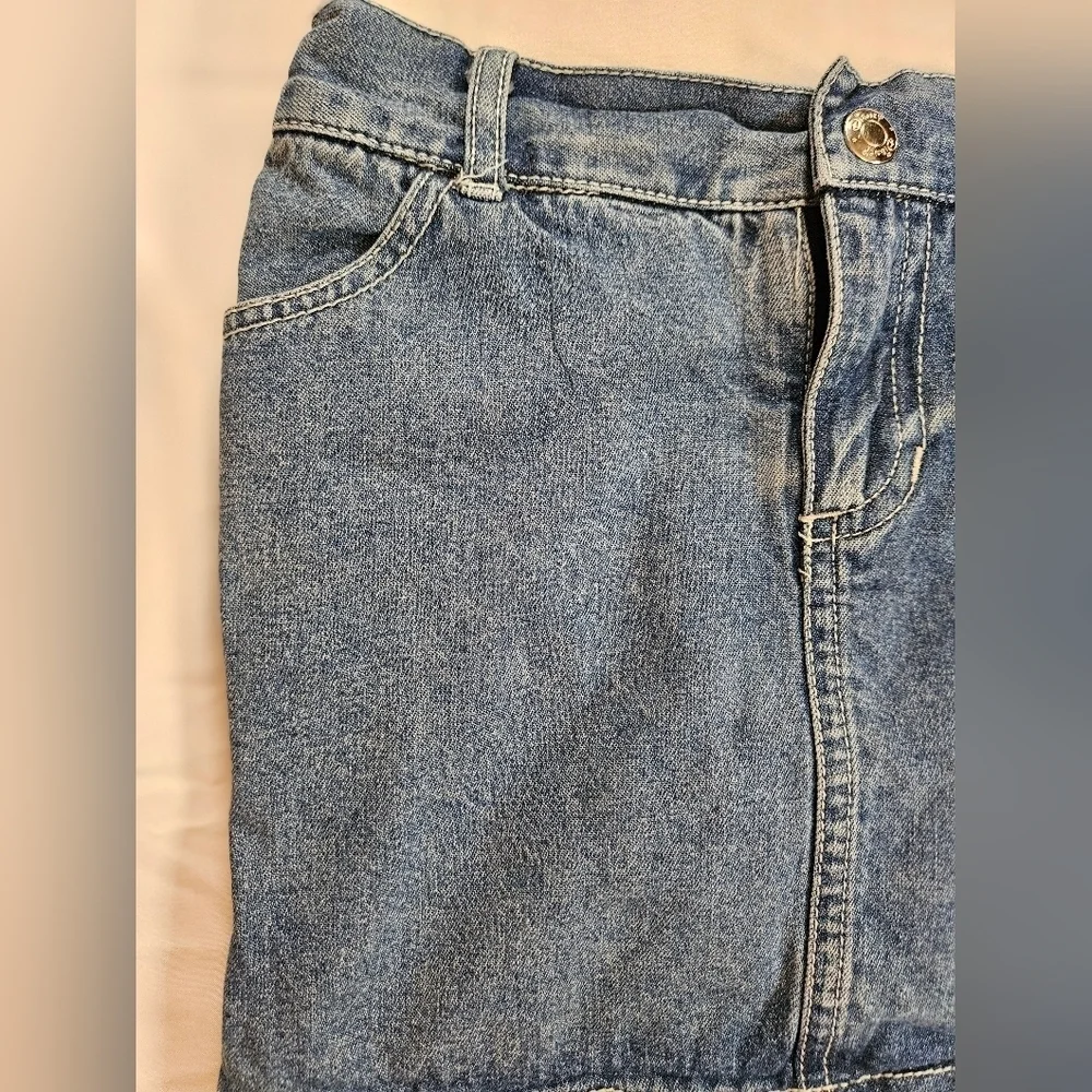Disney Girls Blue Jean Skirt With Built In Shorts Princess Castle Design Size 6